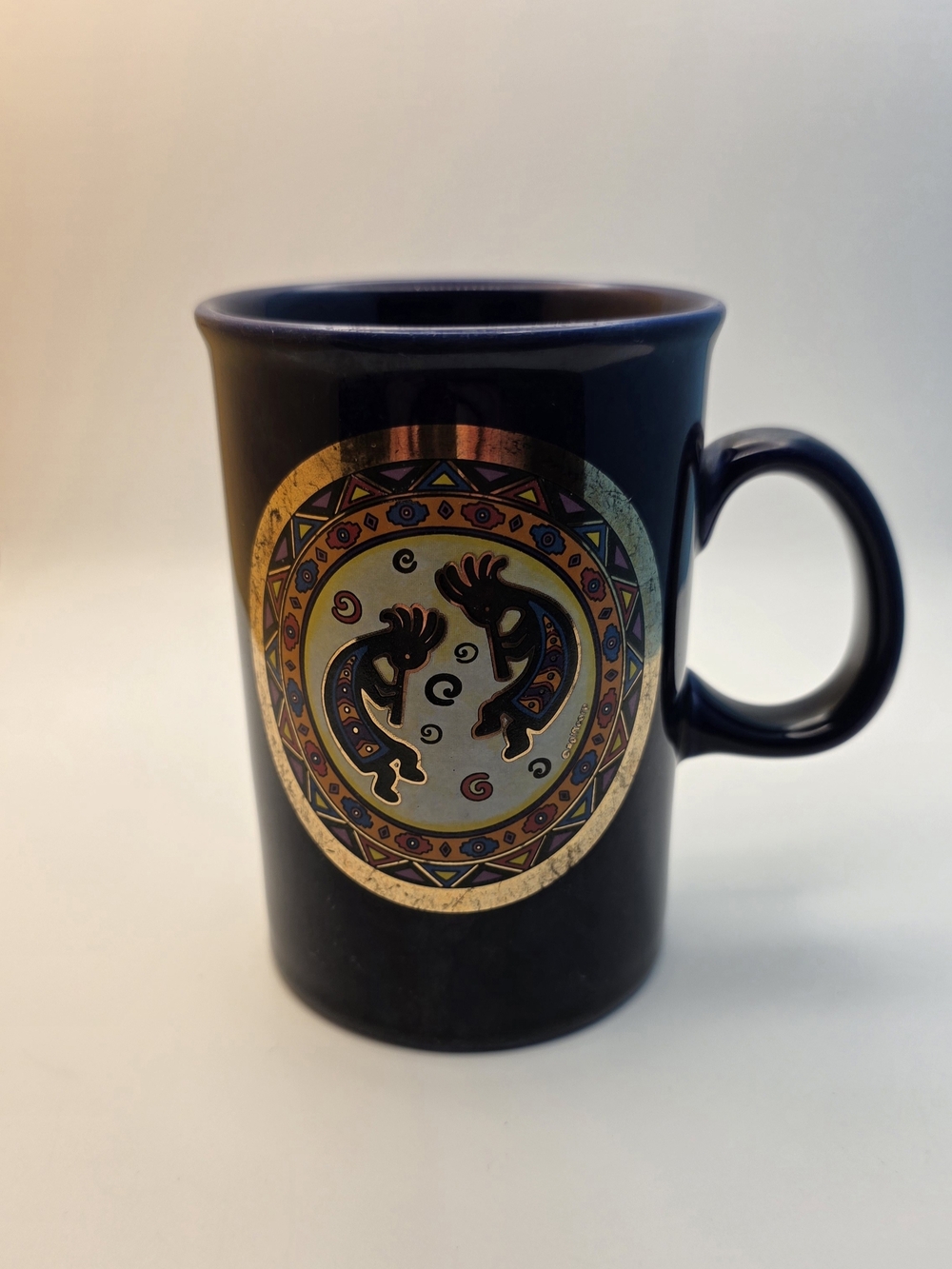 Vintage Art of Chokin 24K Gold Aboriginal Dark Navy Blue Collectible Coffee Mug